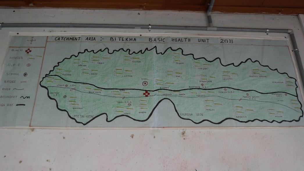 ブータン　パロ　ビテカ保健所　アウトリーチ場所 地図